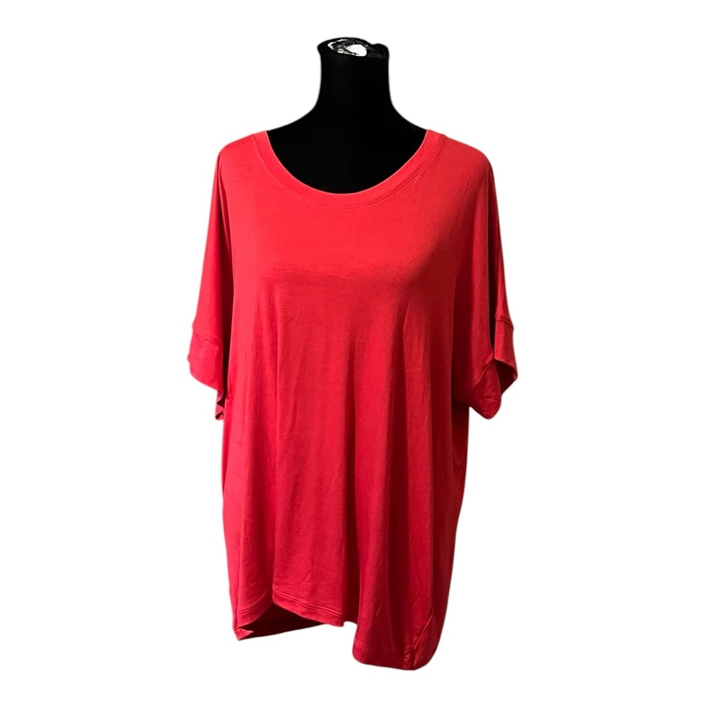 Cabi Red Short Sleeve Knit Scoop Neck Oversized Tee Top Style 4374 Womens Medium - Picture 1 of 5